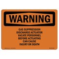 Signmission Safety Sign, OSHA WARNING, 12" Height, Gas Suppression Discharge Actuator, Landscape OS-WS-D-1218-L-12626